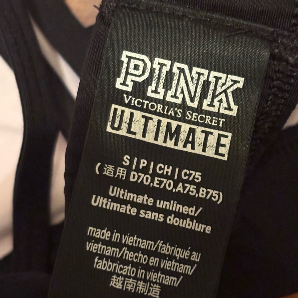 PINK Victoria's Secret Ultimate Pink and Black Sports Bra S/P Unlined - Picture 9 of 9